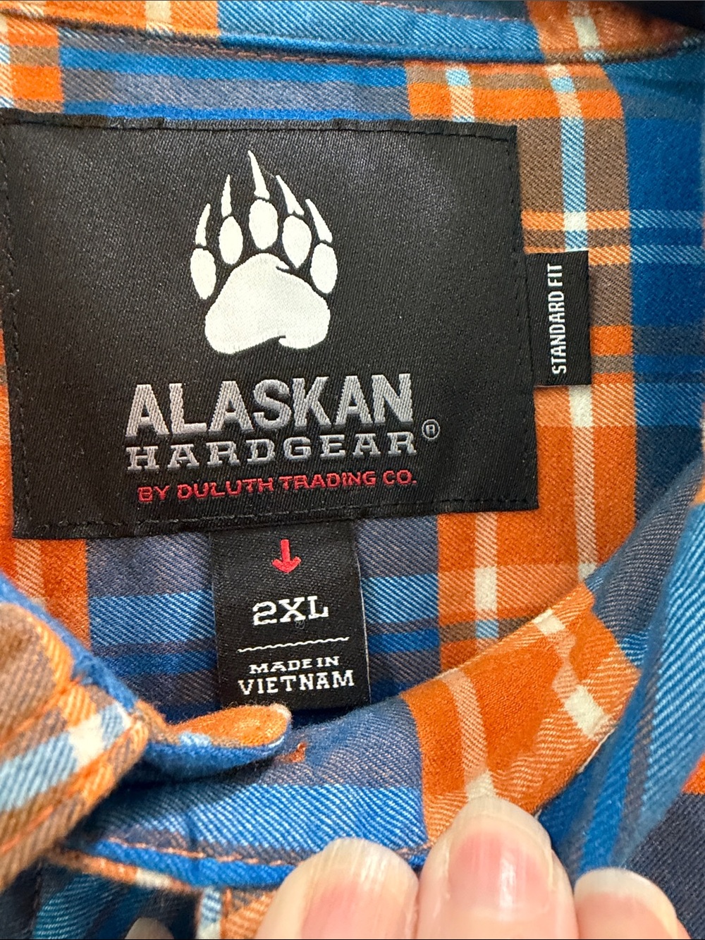 Men's Blue & Orange Plaid Button-Down Shirt - Picture 6 of 8